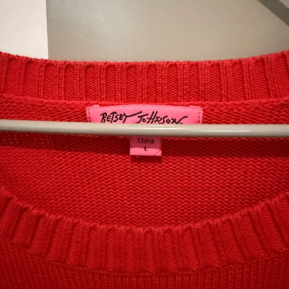 Red Graphic Betsey Johnson  Face Sweater - Picture 2 of 3